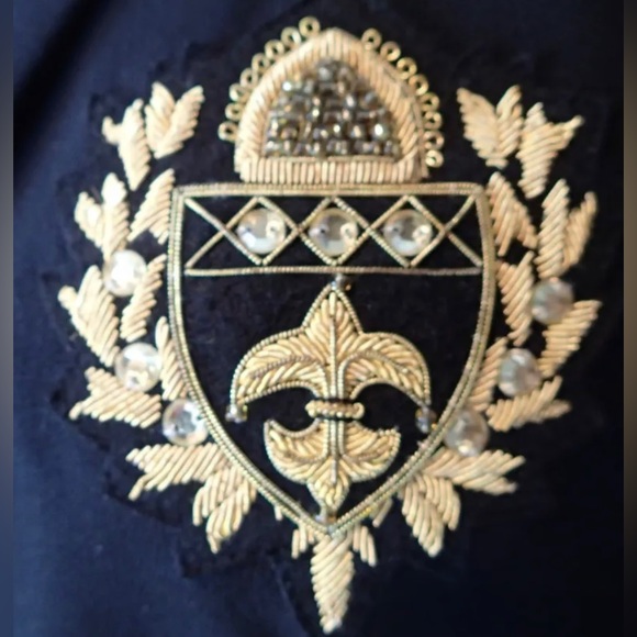 Boston Proper Andrea Behar Jeweled Crest Single Button Blazer - Picture 4 of 8